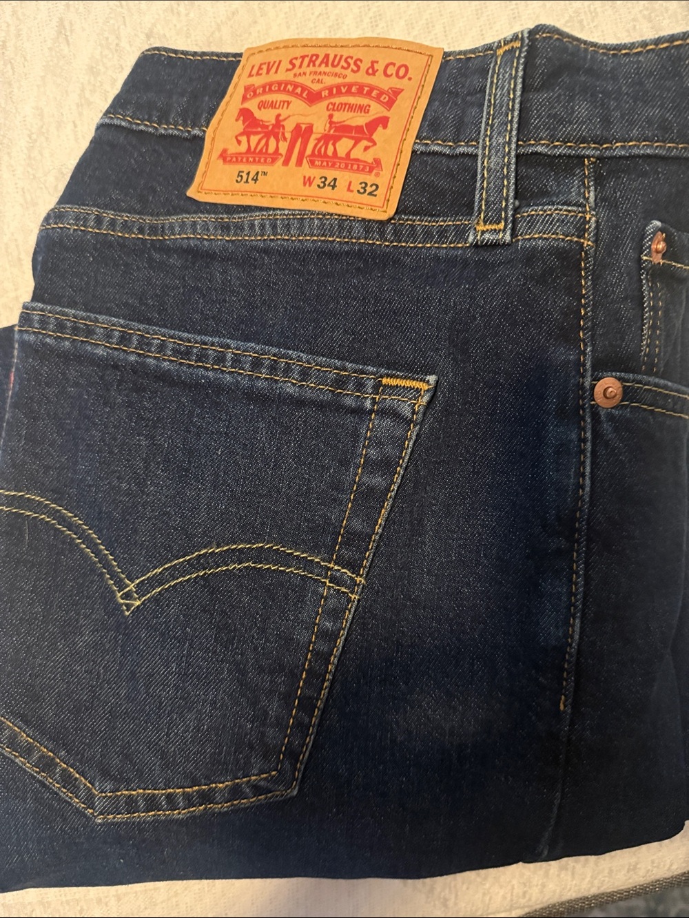Levi's Men’s Dark Blue Slim Straight Jeans with Contrast Stitching